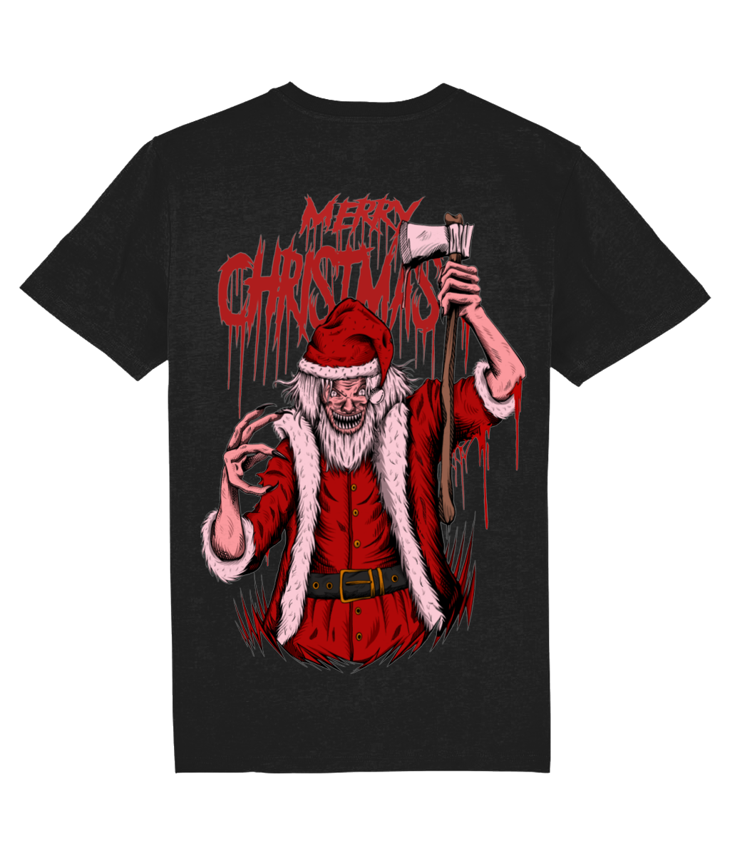 Merry Christmas Black Back Print T-Shirt