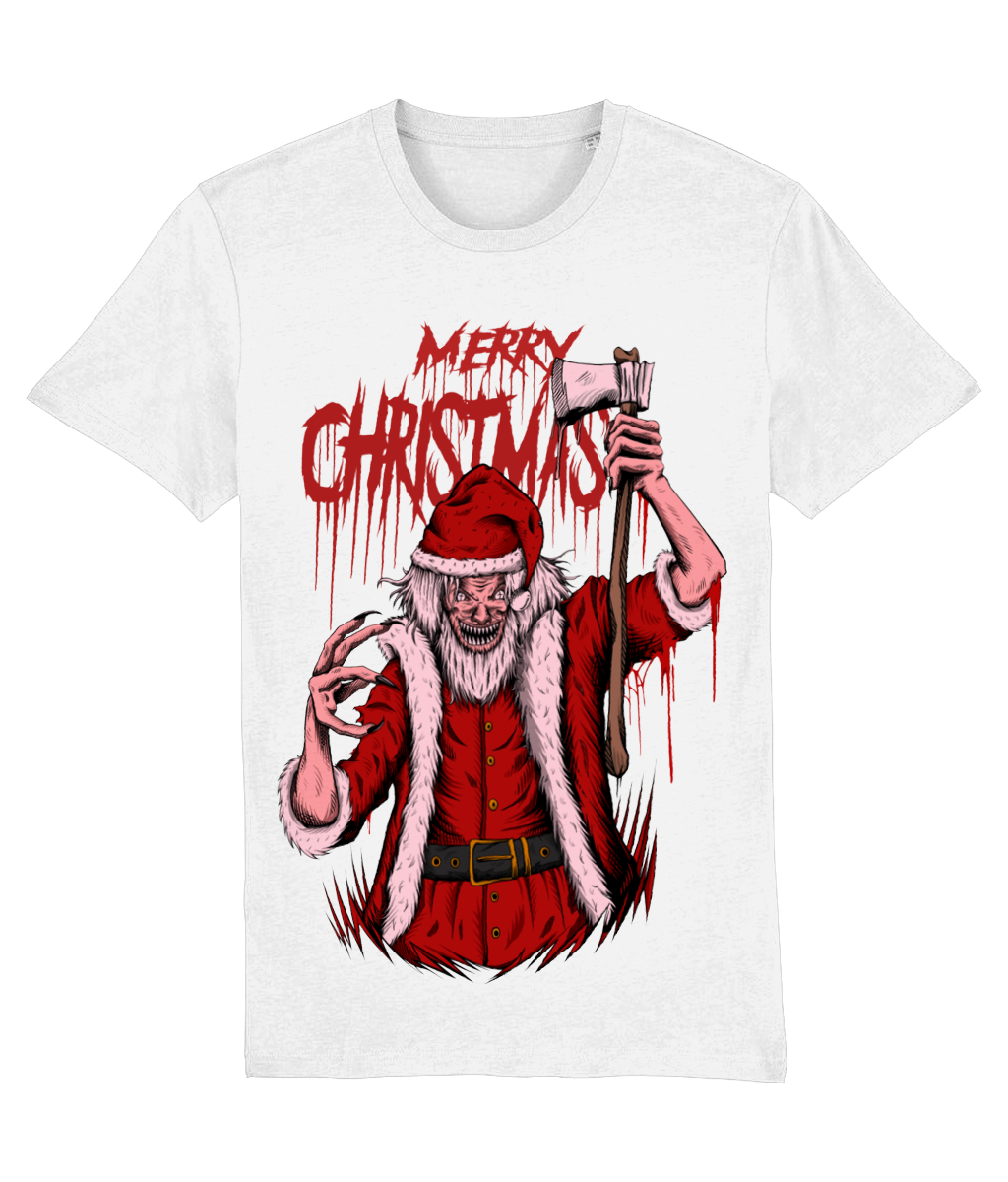 Merry Christmas White Front Print T-Shirt